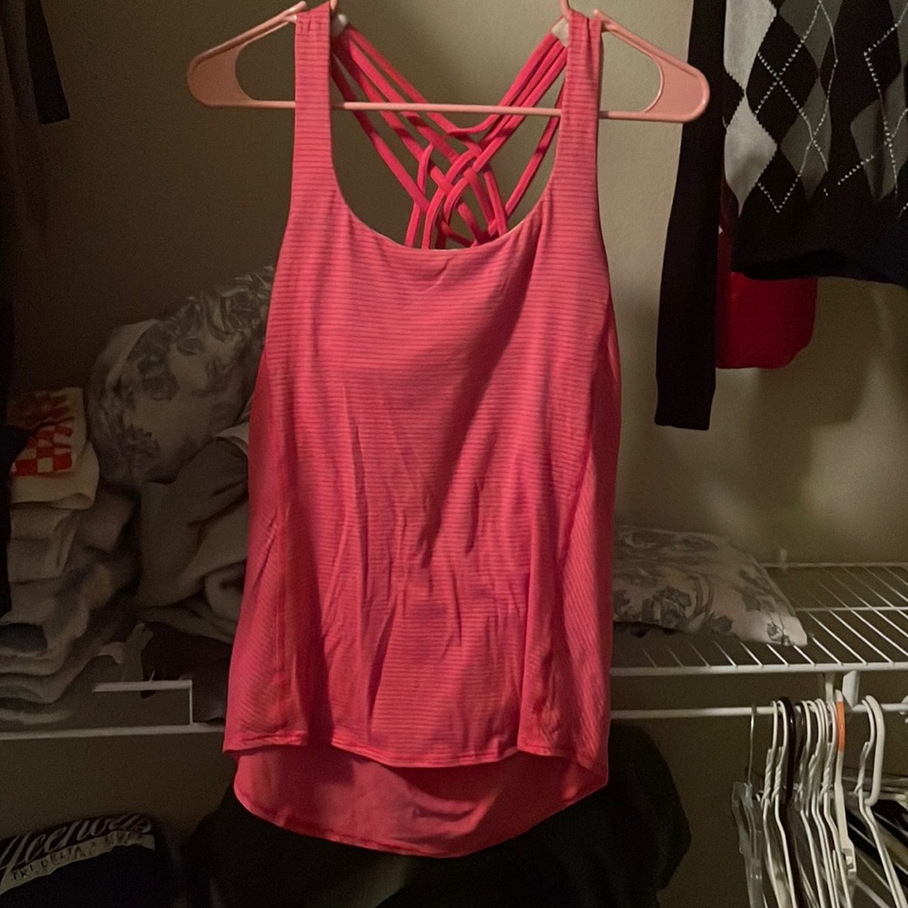 Lulu open back pink tank